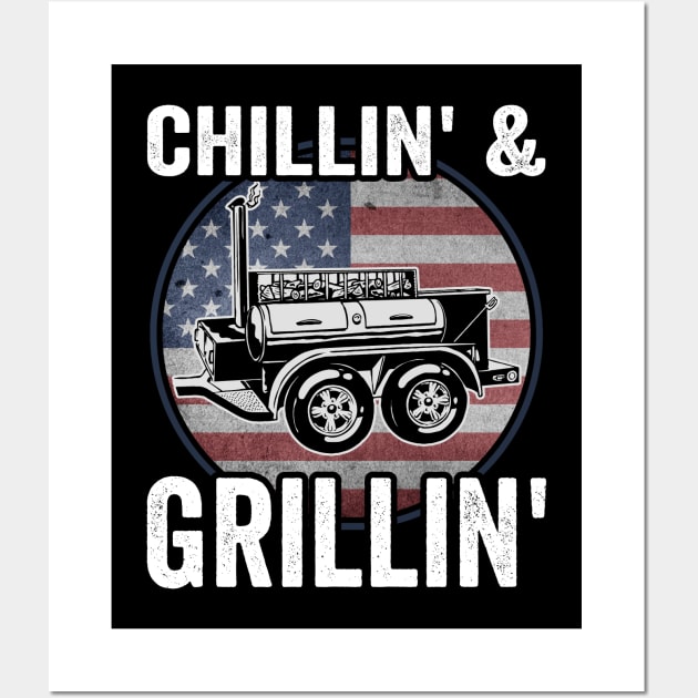 Funny Grilling Dad BBQ Season USA American Flag Wall Art by Visual Vibes